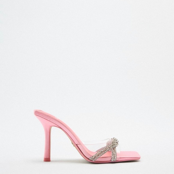 RHINESTONE VINYL HIGH HEEL SANDALS - Picture 3 of 7